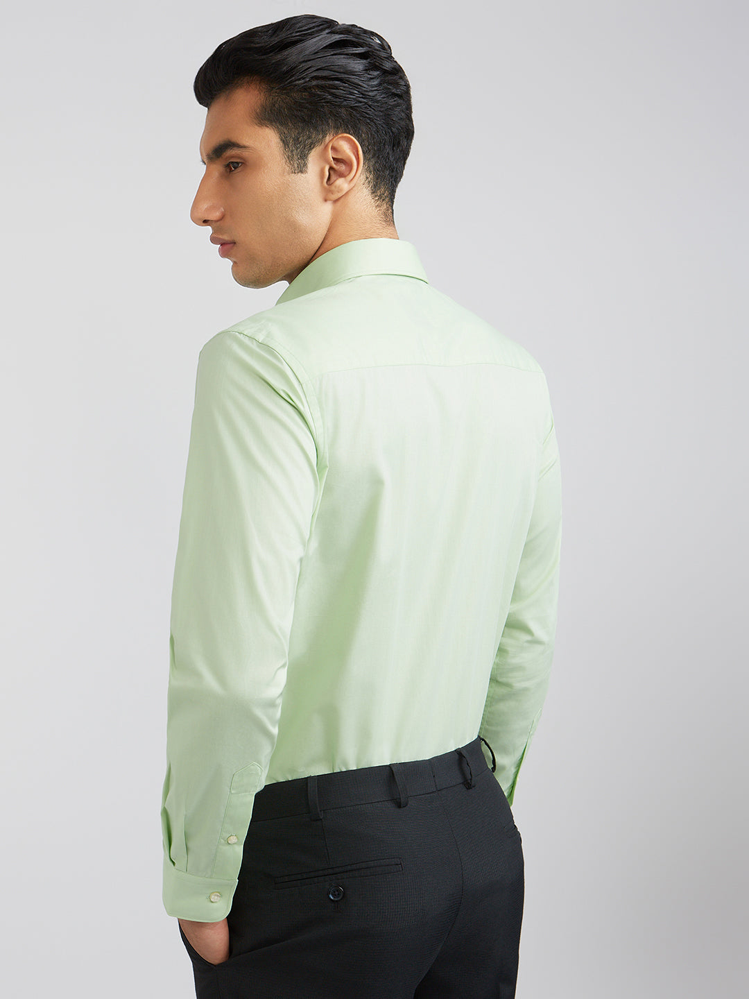 Raymond Green Solid Regular Fit Cotton Formal Shirt