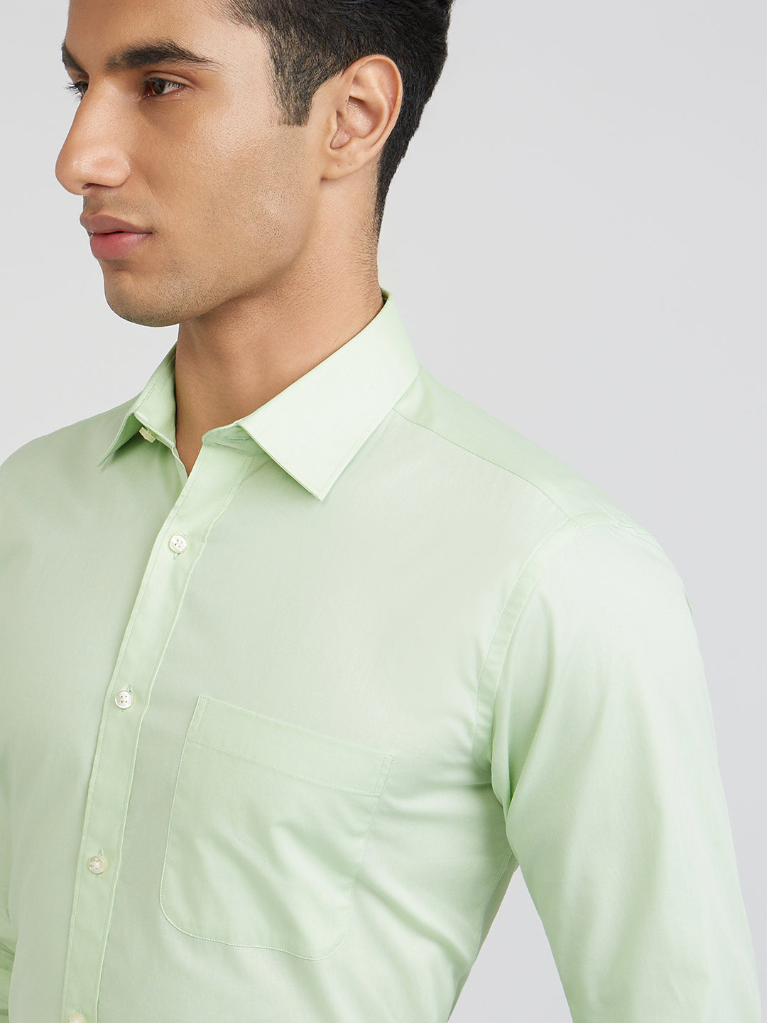 Raymond Green Solid Regular Fit Cotton Formal Shirt