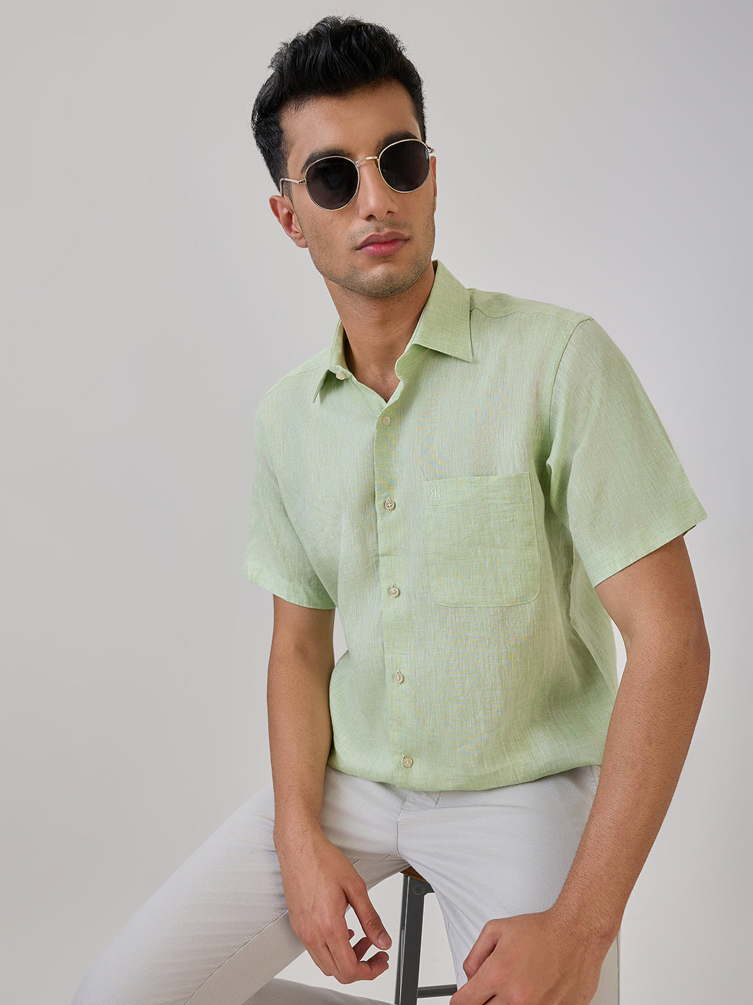 Raymond Men Green Chambray Regular Fit Linen Formal Shirt – MyRaymond