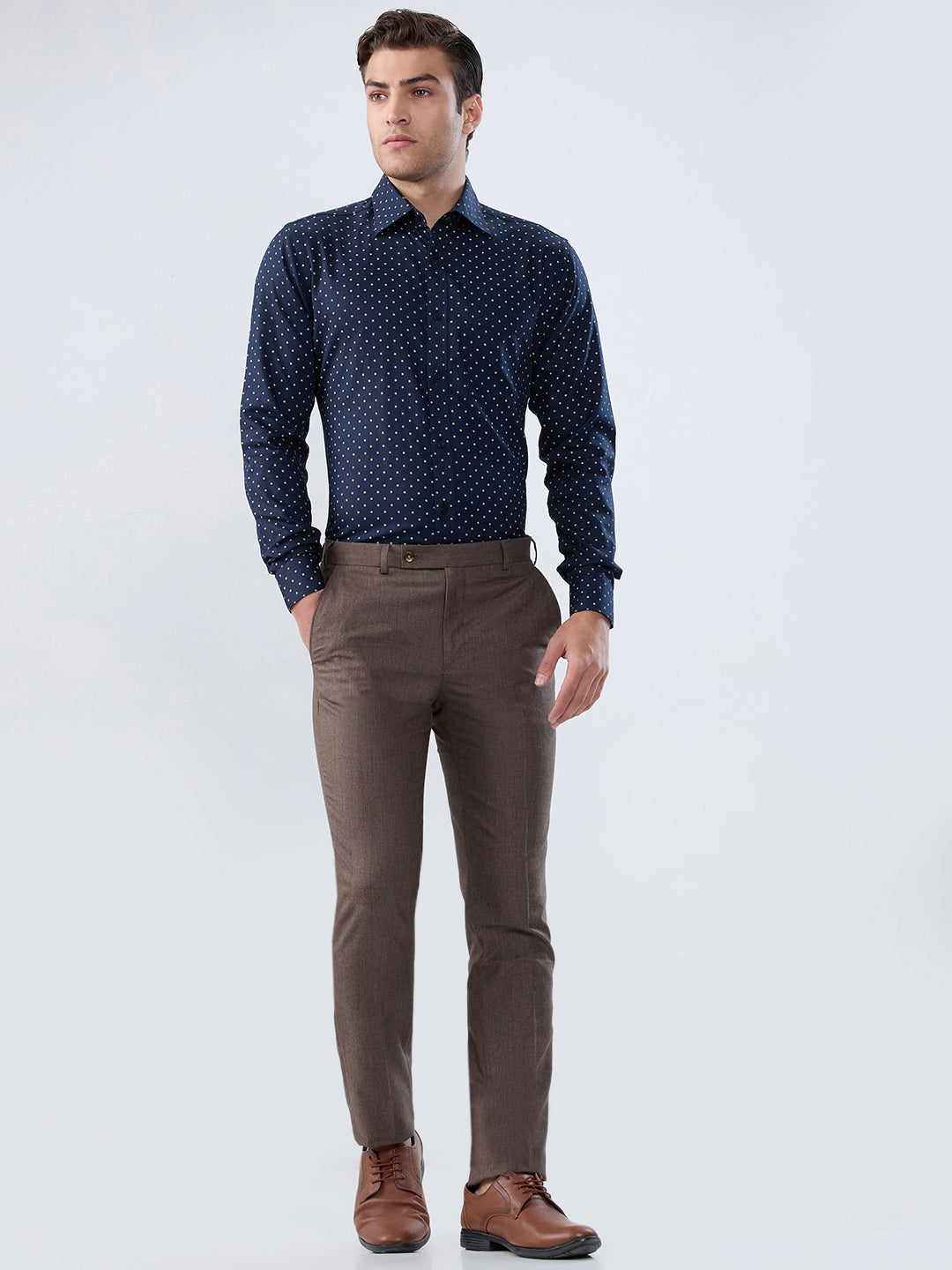 Raymond Men Blue Slim Fit Print Formal Shirt
