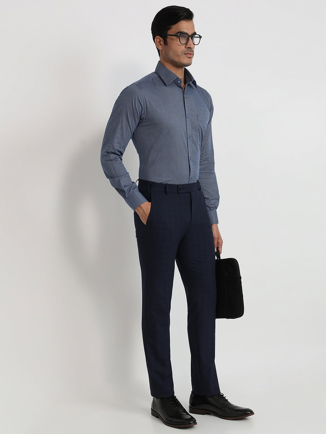Raymond Men Blue Slim Fit Print Formal Shirt