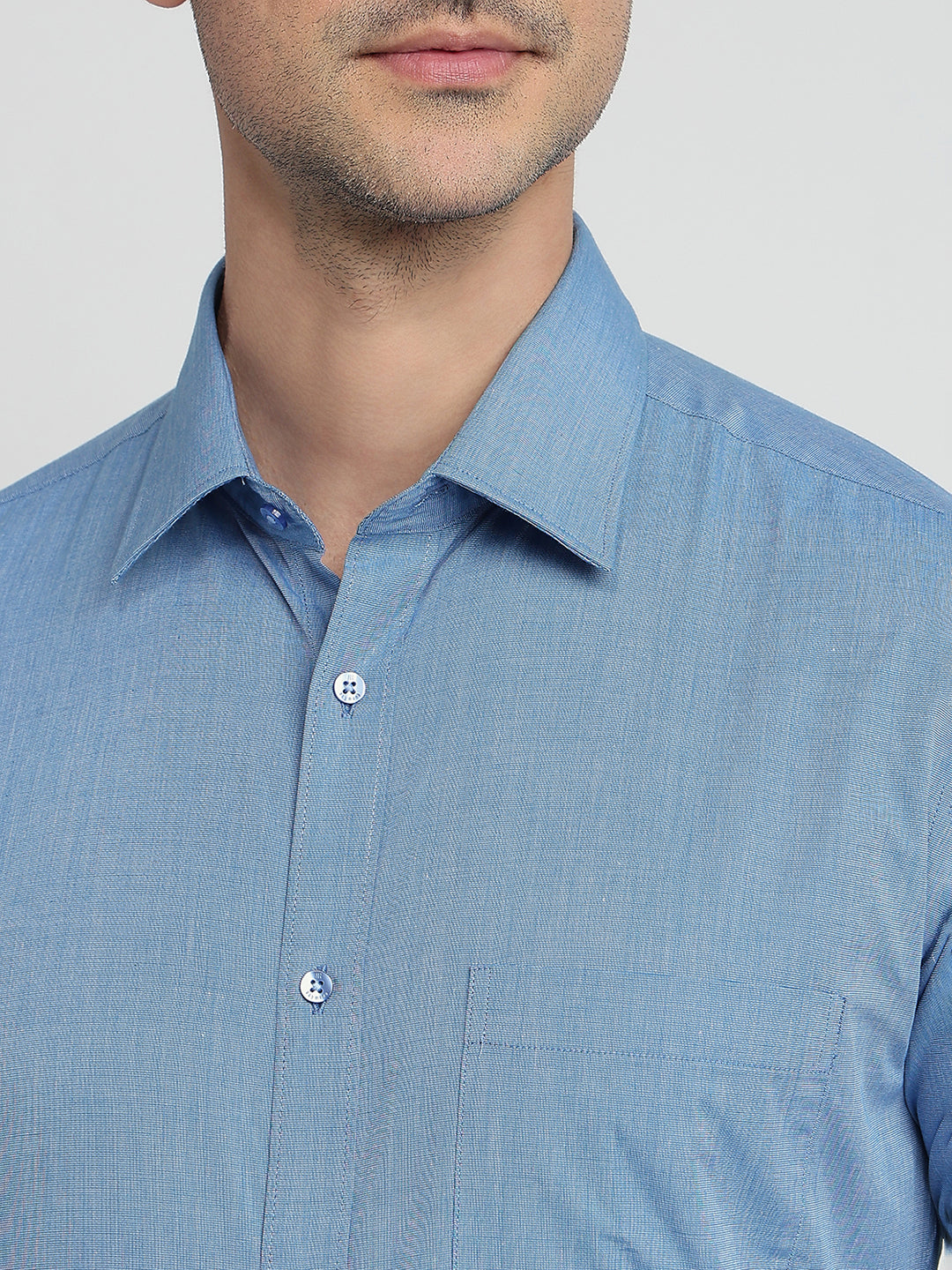 Raymond Men Blue Slim Fit Solid Formal Shirt