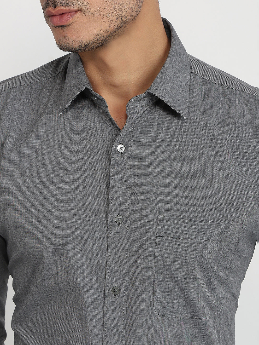 Raymond Men Grey Slim Fit Solid Formal Shirt