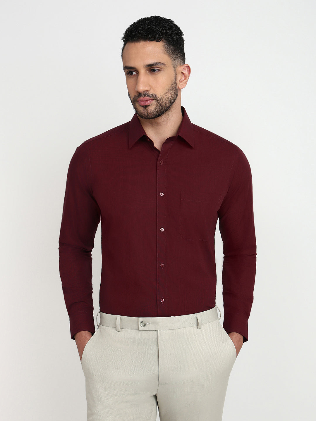 Raymond Maroon Formal Shirt