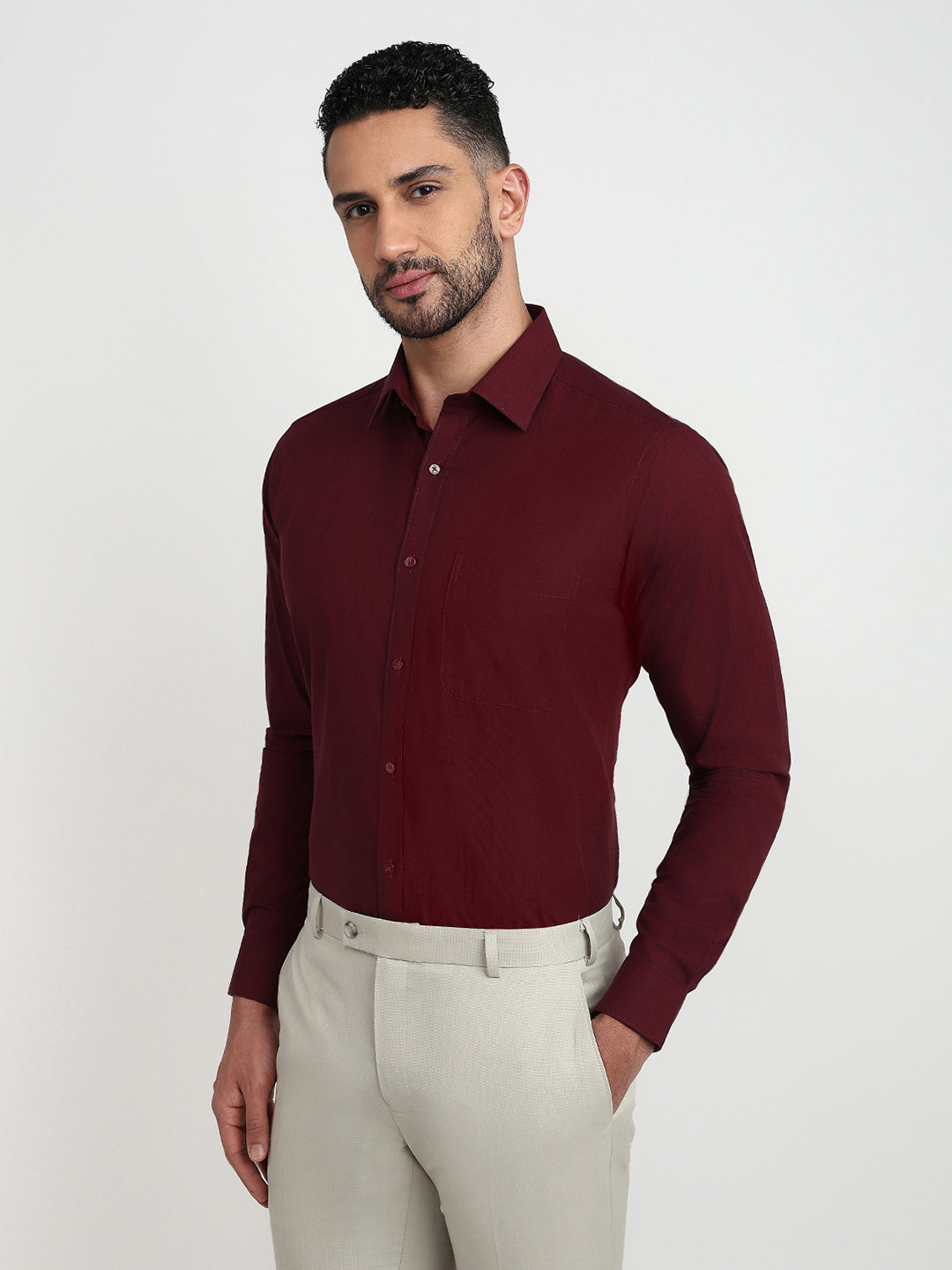 Raymond Maroon Formal Shirt