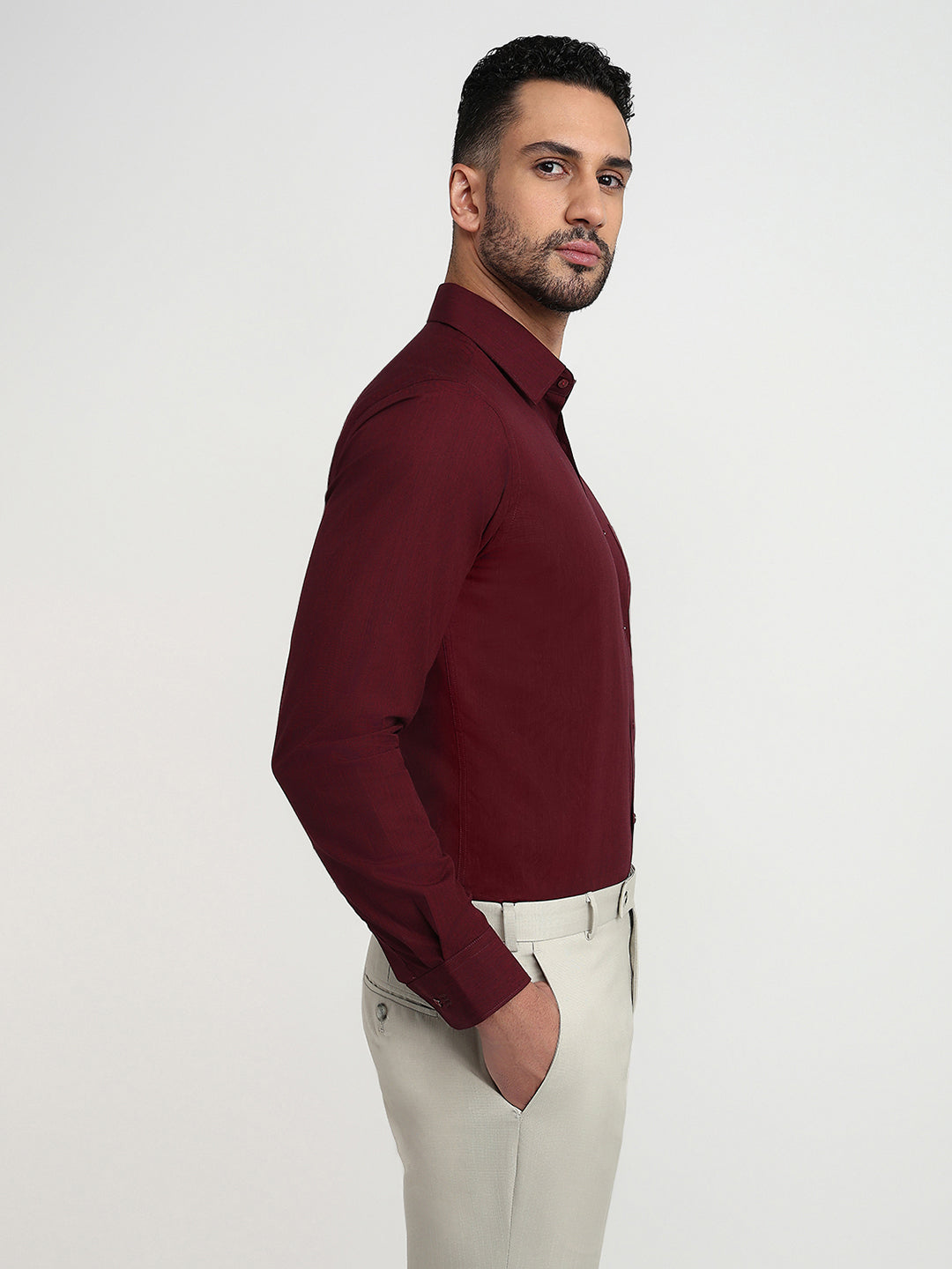Raymond Maroon Formal Shirt