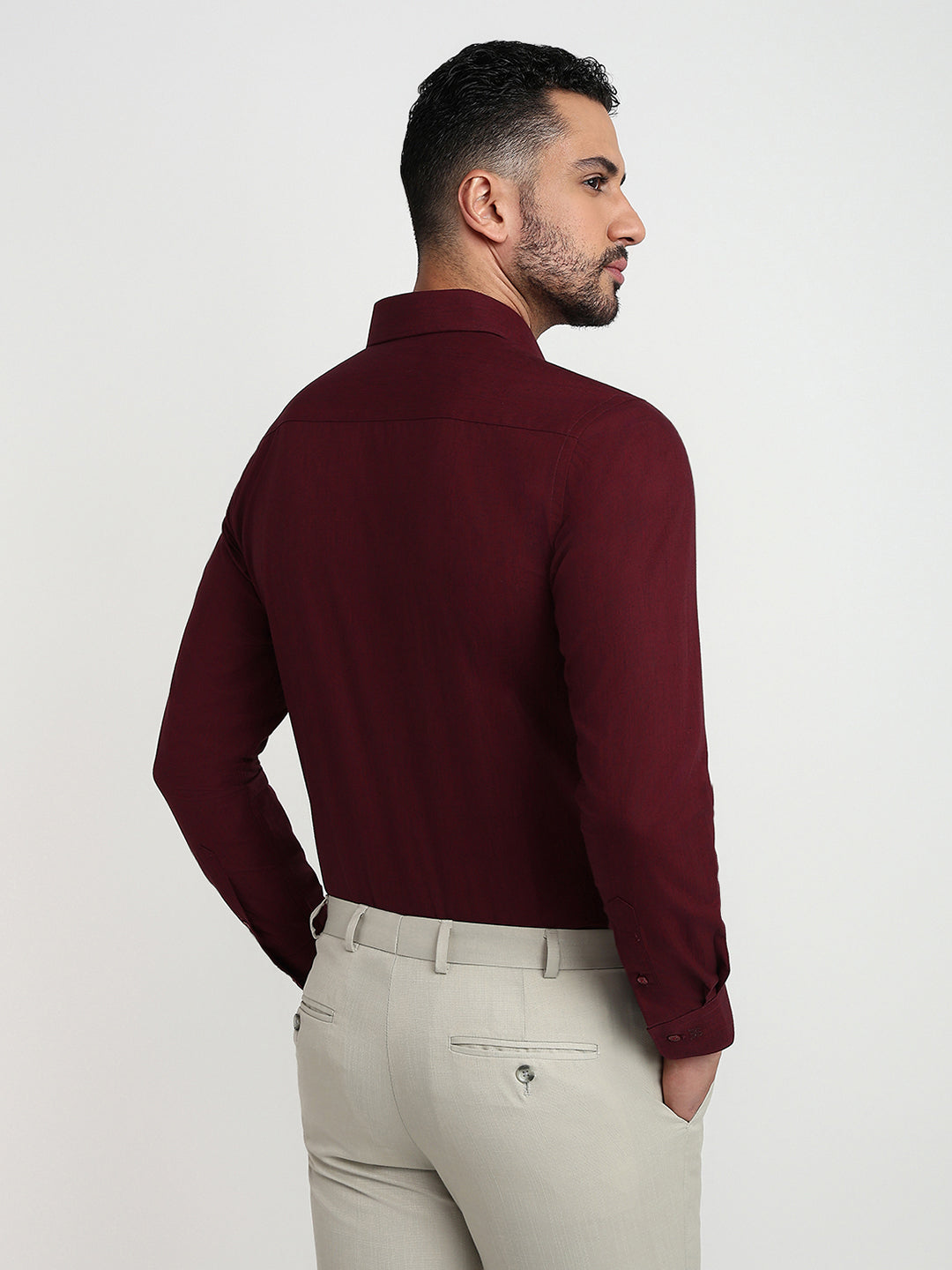 Raymond Maroon Formal Shirt