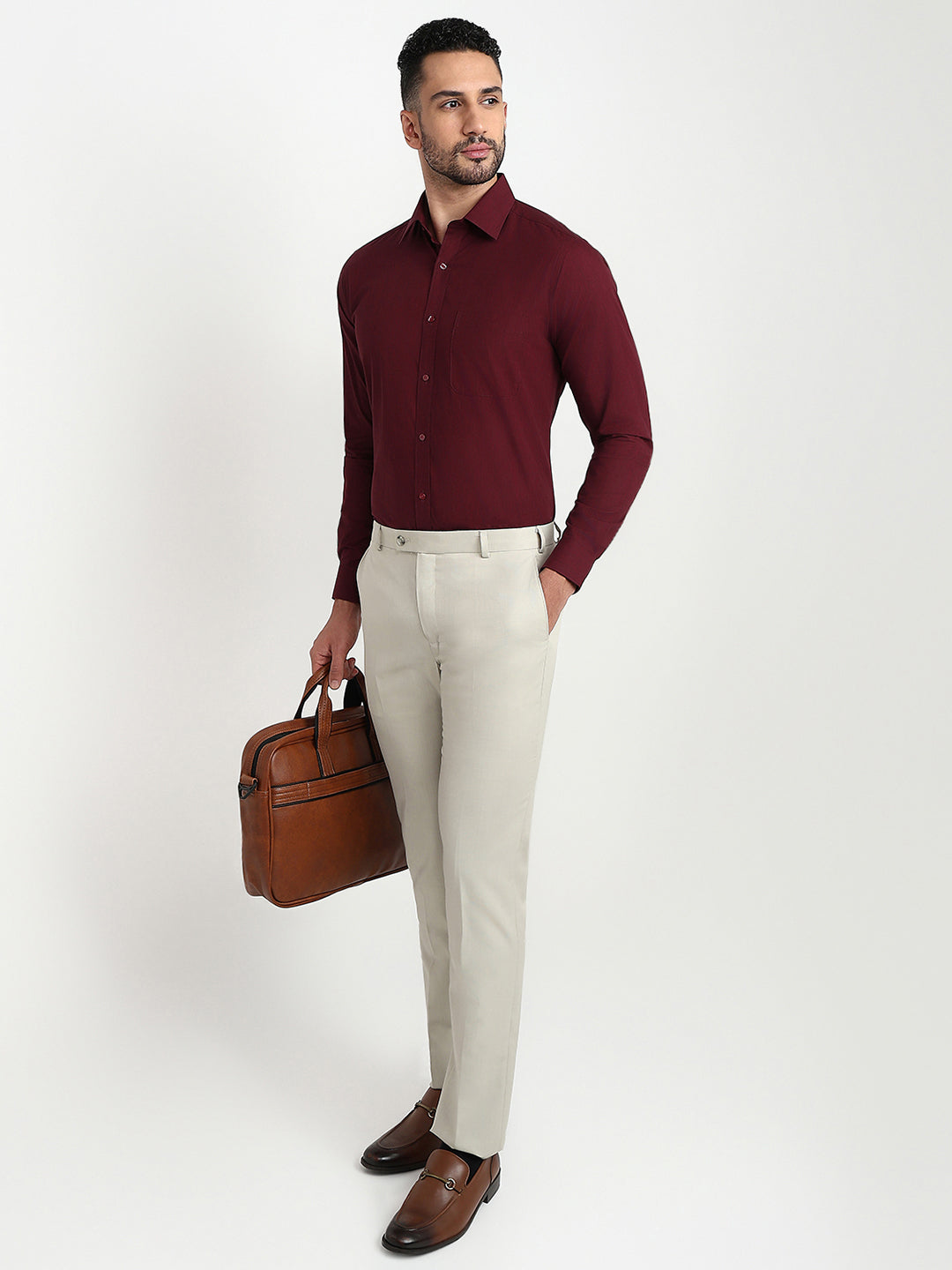 Raymond Maroon Formal Shirt
