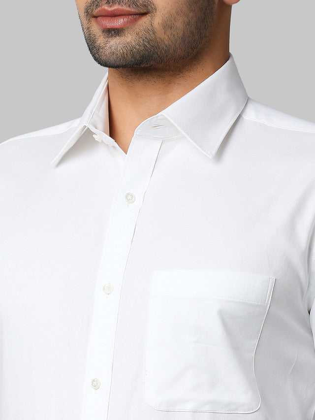 Raymond Men White Self Design Slim Fit Full Sleeve Semi Cut Away Collar Shirt