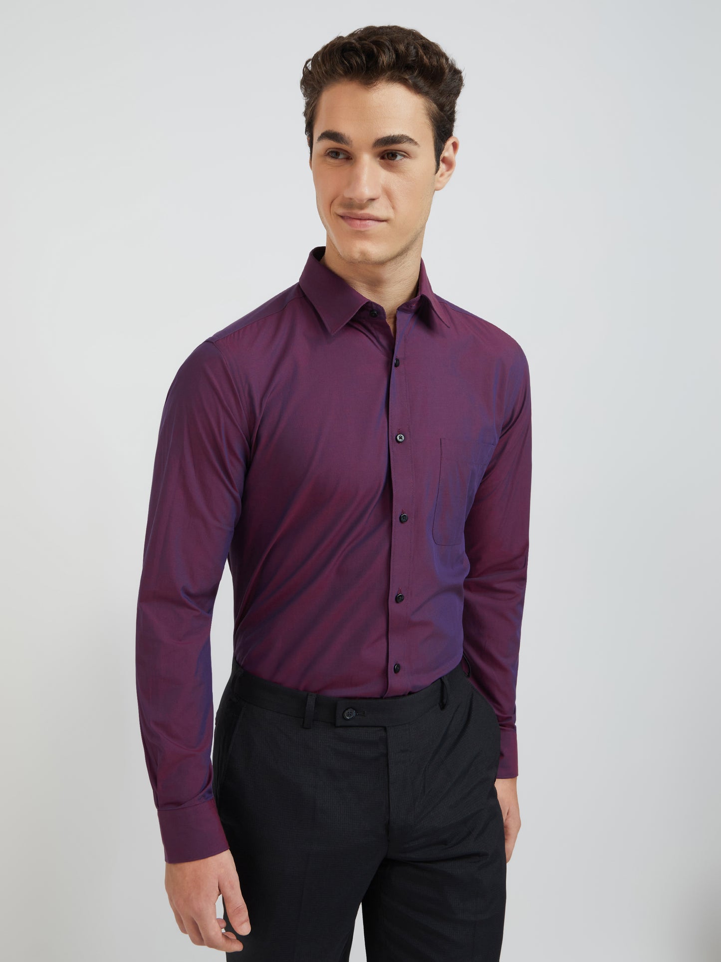 Raymond Men Purple Slim Fit Solid Formal Shirt