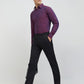 Raymond Purple Solid Slim Fit Cotton Formal Shirt