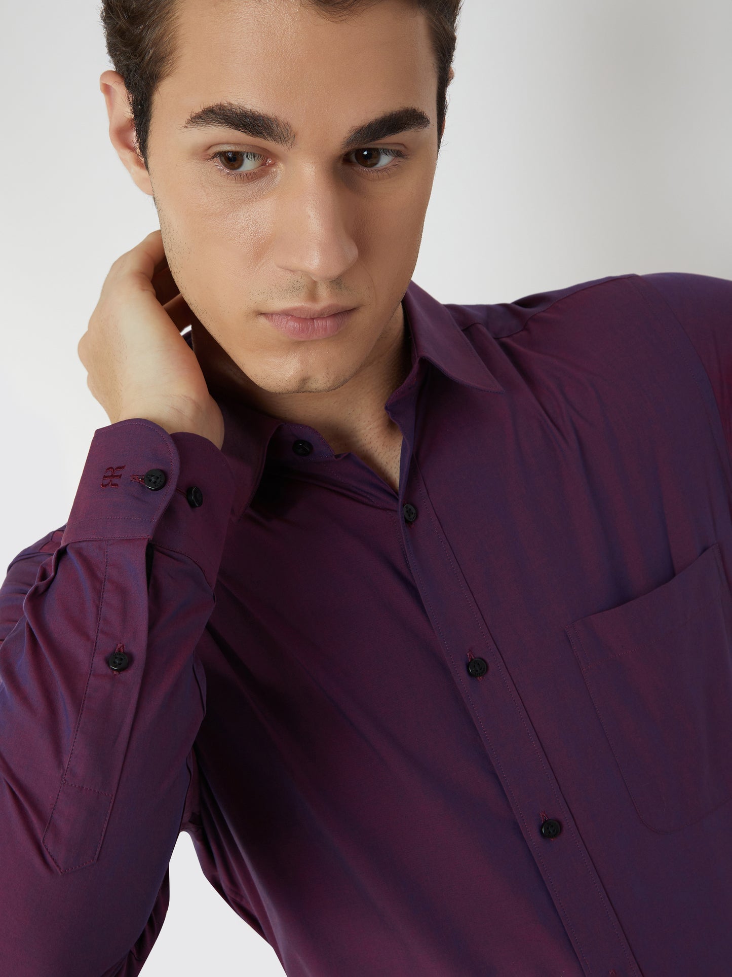 Raymond Purple Solid Slim Fit Cotton Formal Shirt