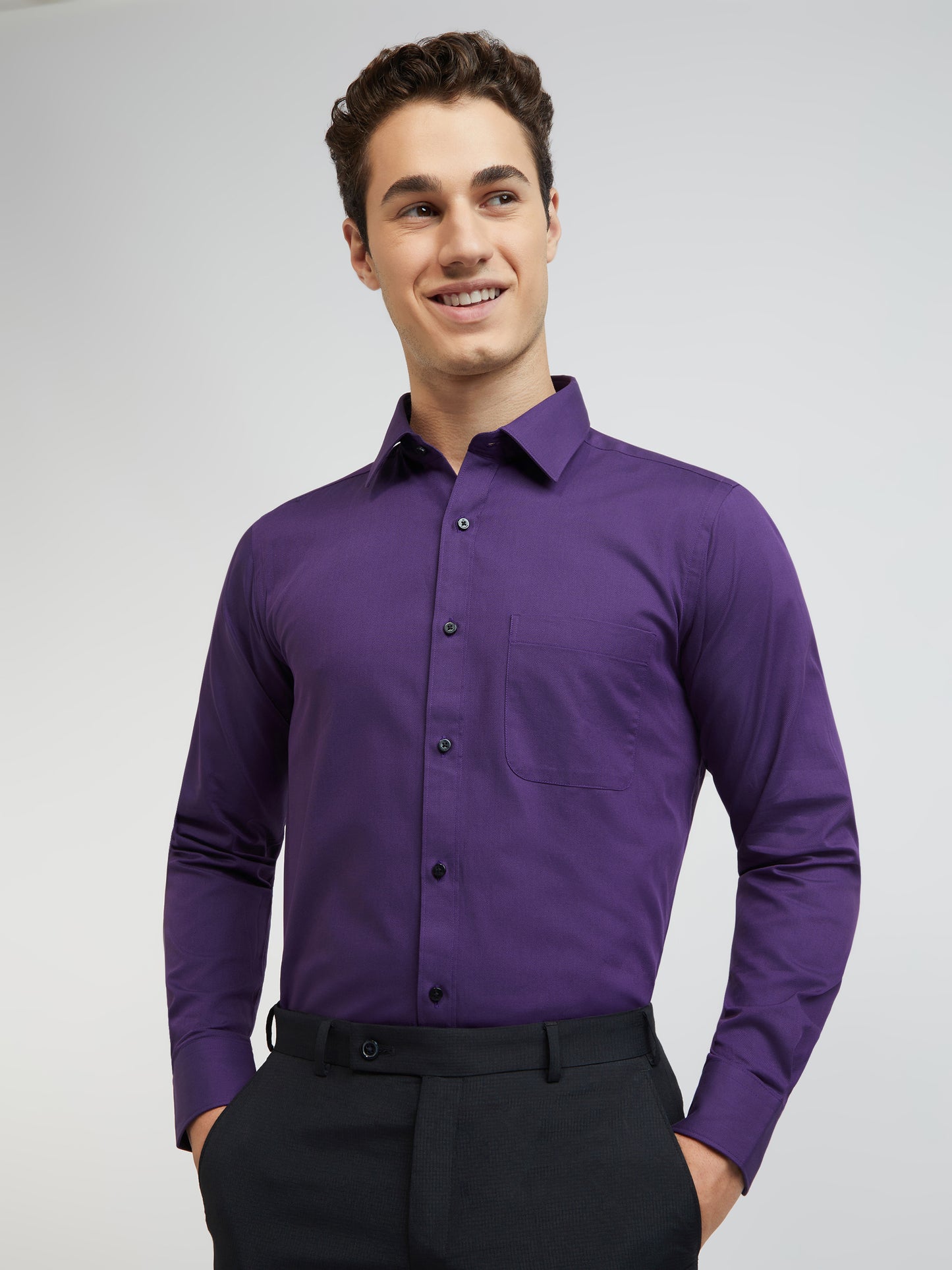 Raymond Purple Structure Slim Fit Cotton Formal Shirt