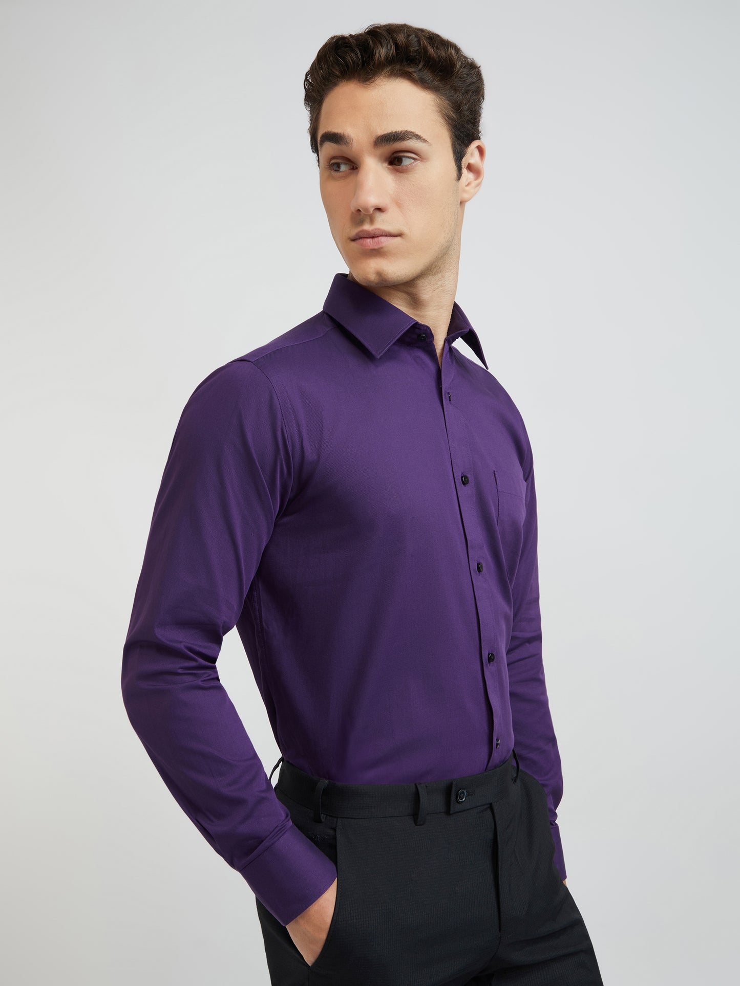 Raymond Purple Structure Slim Fit Cotton Formal Shirt