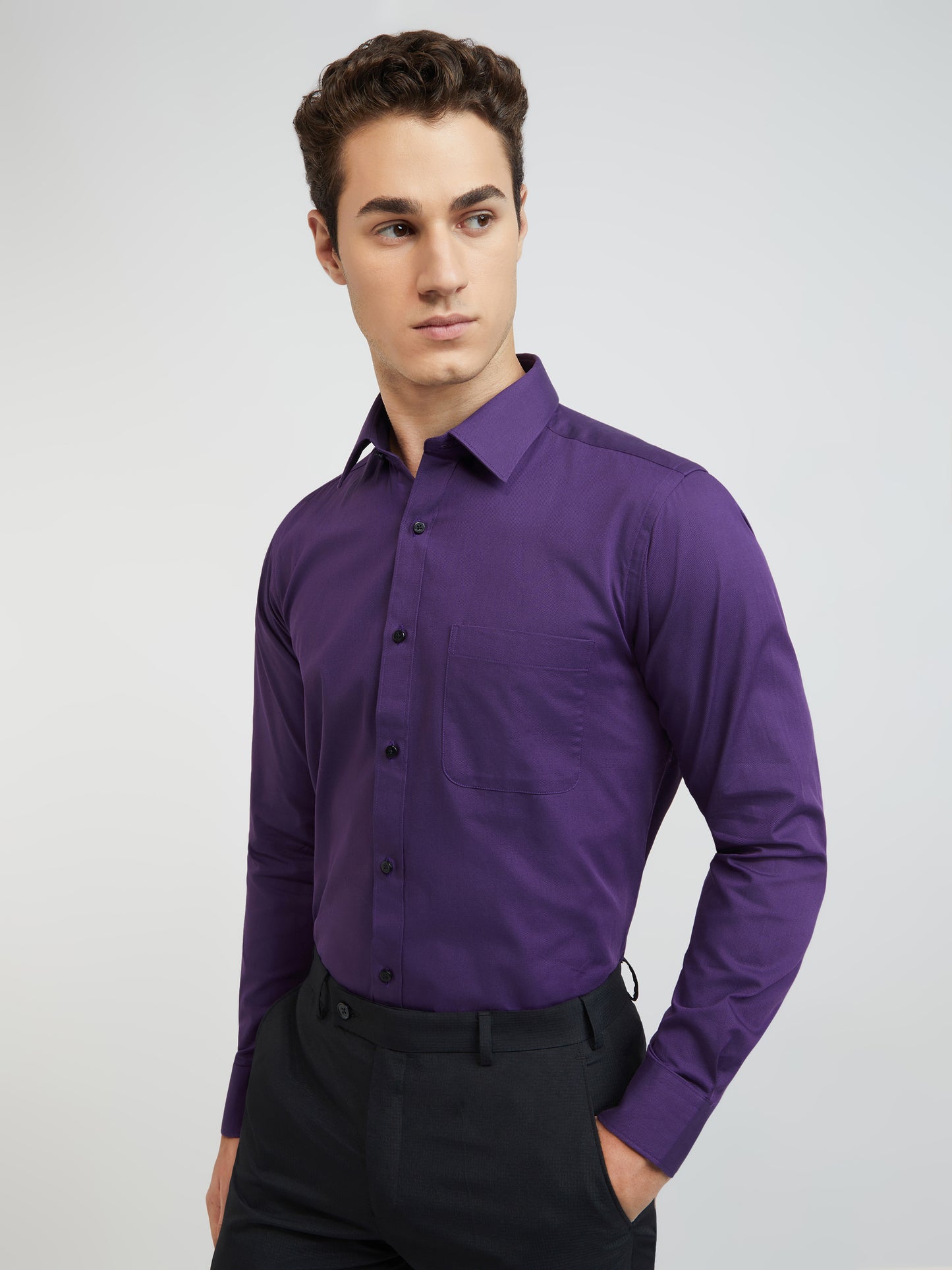 Raymond Purple Structure Slim Fit Cotton Formal Shirt