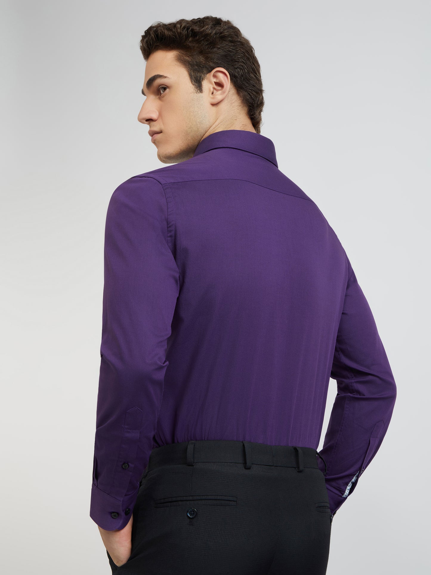 Raymond Purple Structure Slim Fit Cotton Formal Shirt