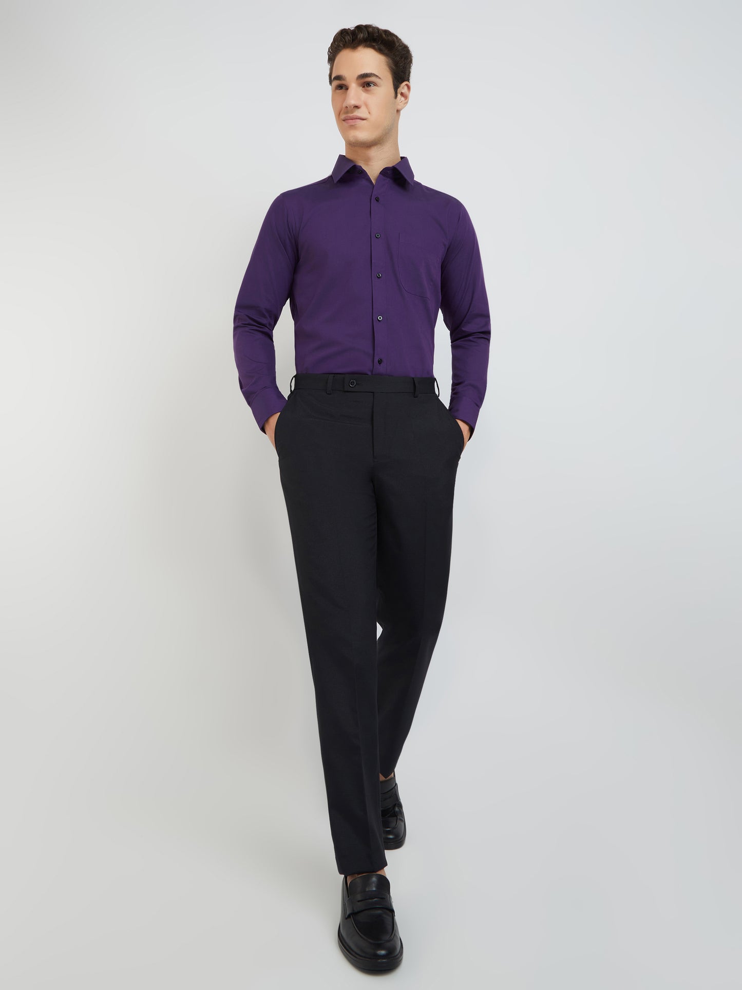 Raymond Purple Structure Slim Fit Cotton Formal Shirt