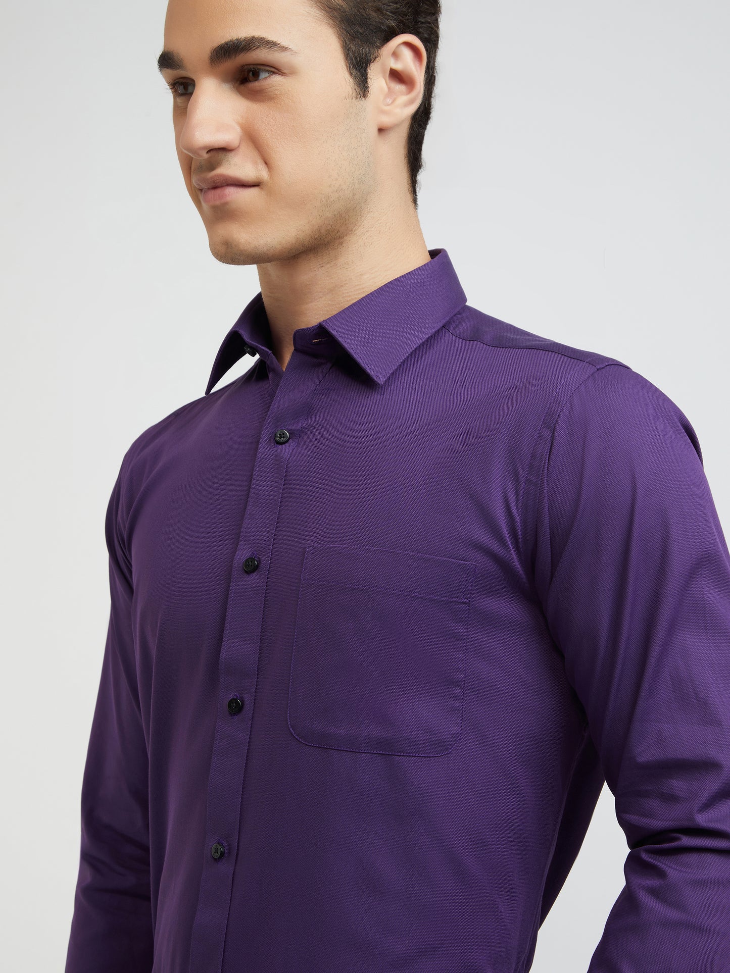 Raymond Purple Structure Slim Fit Cotton Formal Shirt