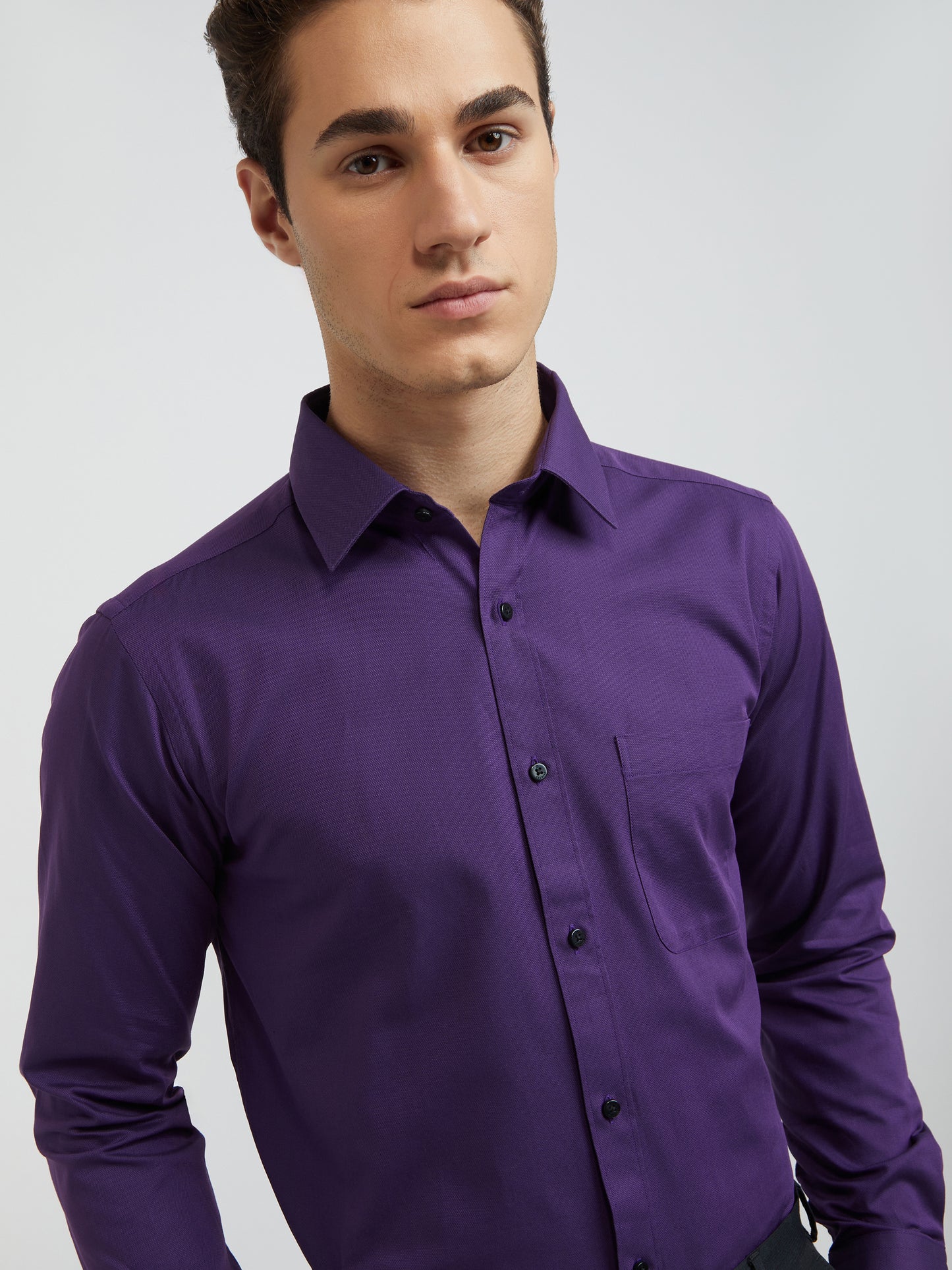 Raymond Purple Structure Slim Fit Cotton Formal Shirt