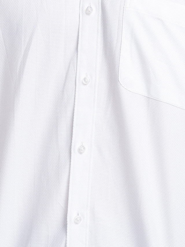 Raymond White Structure Contemporary Fit Cotton Formal Shirt