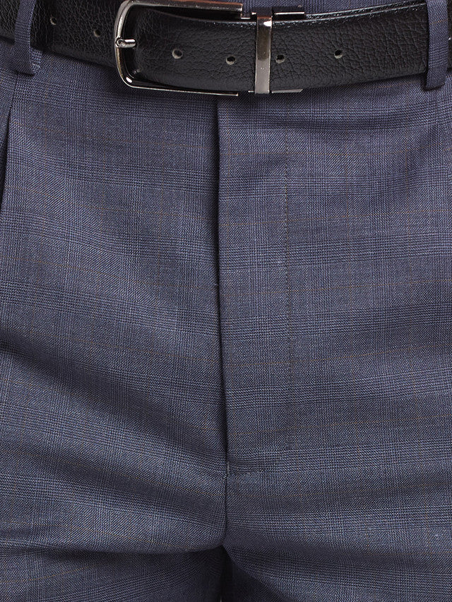 Raymond Grey Checks Classic Fit Wool Polyester Blend Trouser