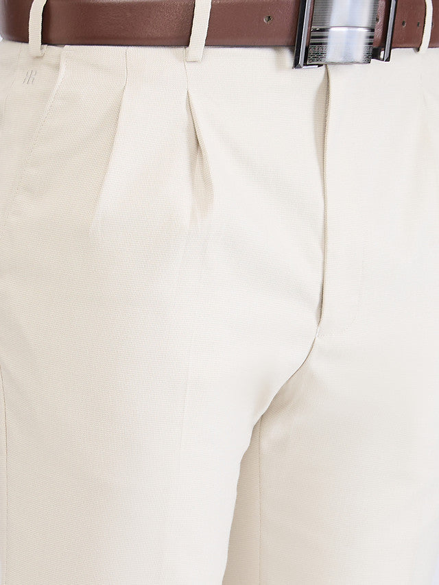 Raymond Beige Structure Classic Fit Polyester Blend Trouser