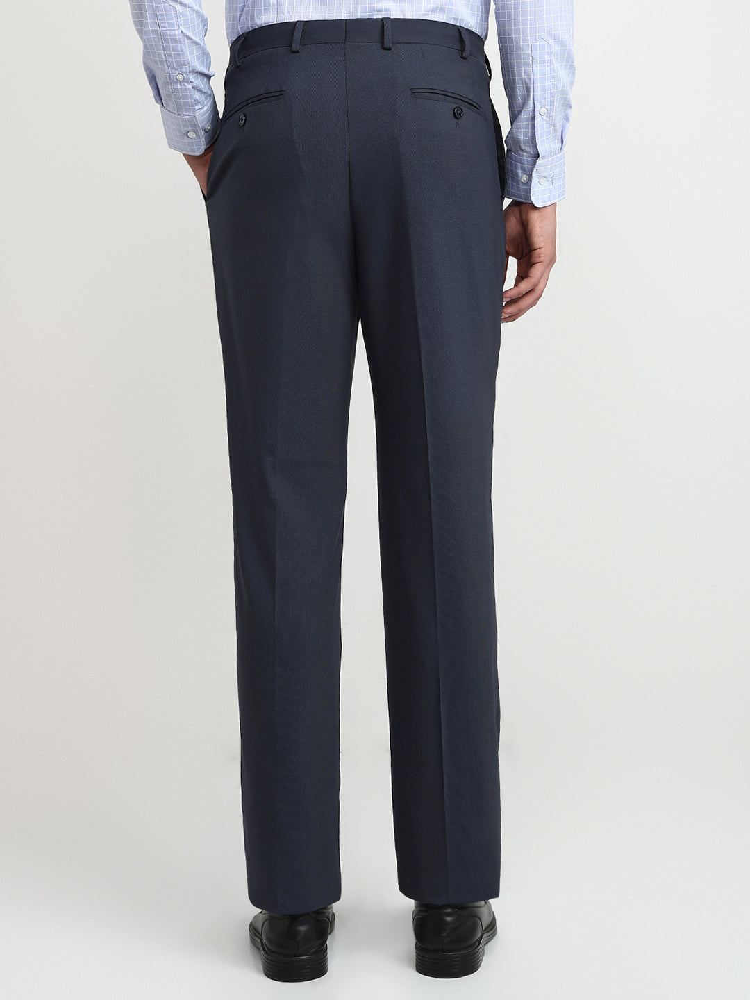 Raymond Men Blue Structure Classic Fit Polyester Blend Trouser