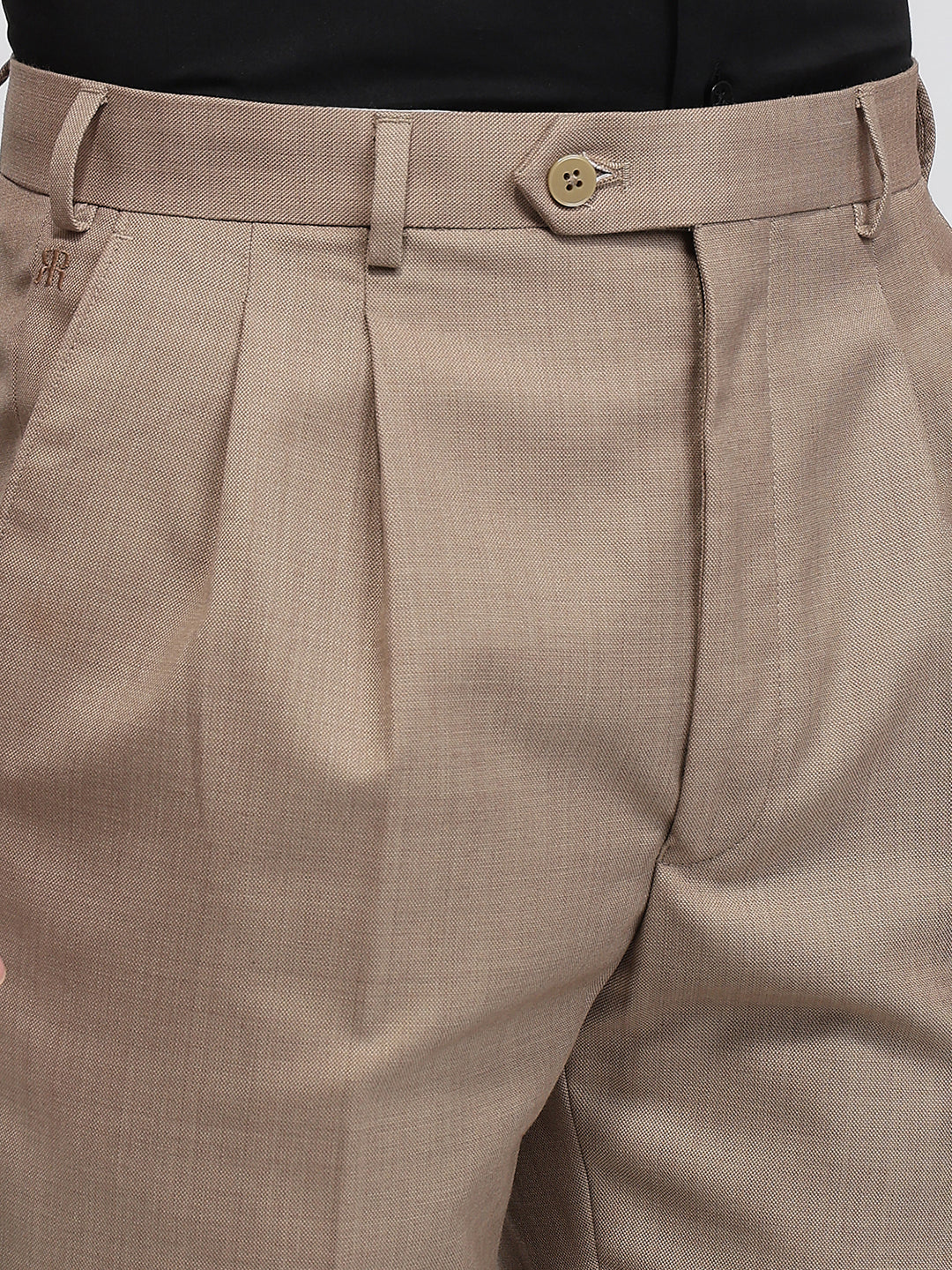 Raymond Men Fawn Classic Fit Shark Skin Trouser