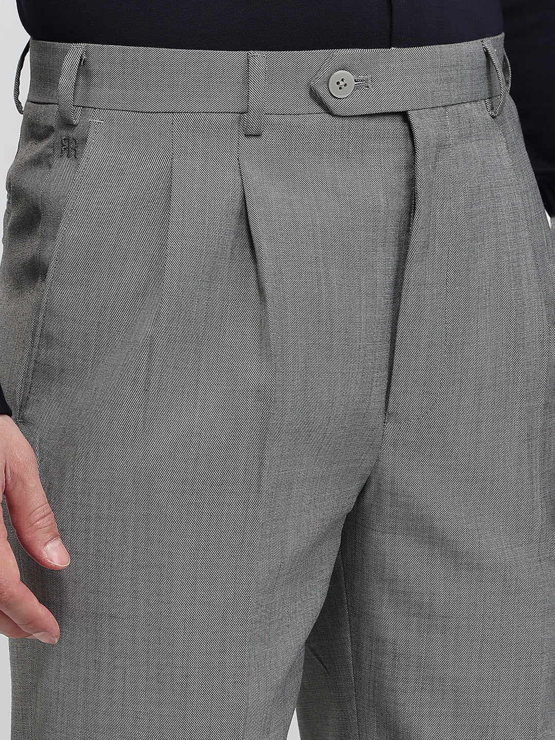 Raymond Men Grey Classic Fit Shark Skin Trouser