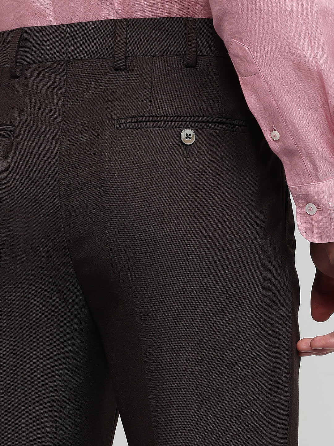 Raymond Men Brown Classic Fit Shark Skin Trouser