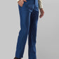 Raymond Blue Solid Slim Fit Polyester Blend Trouser