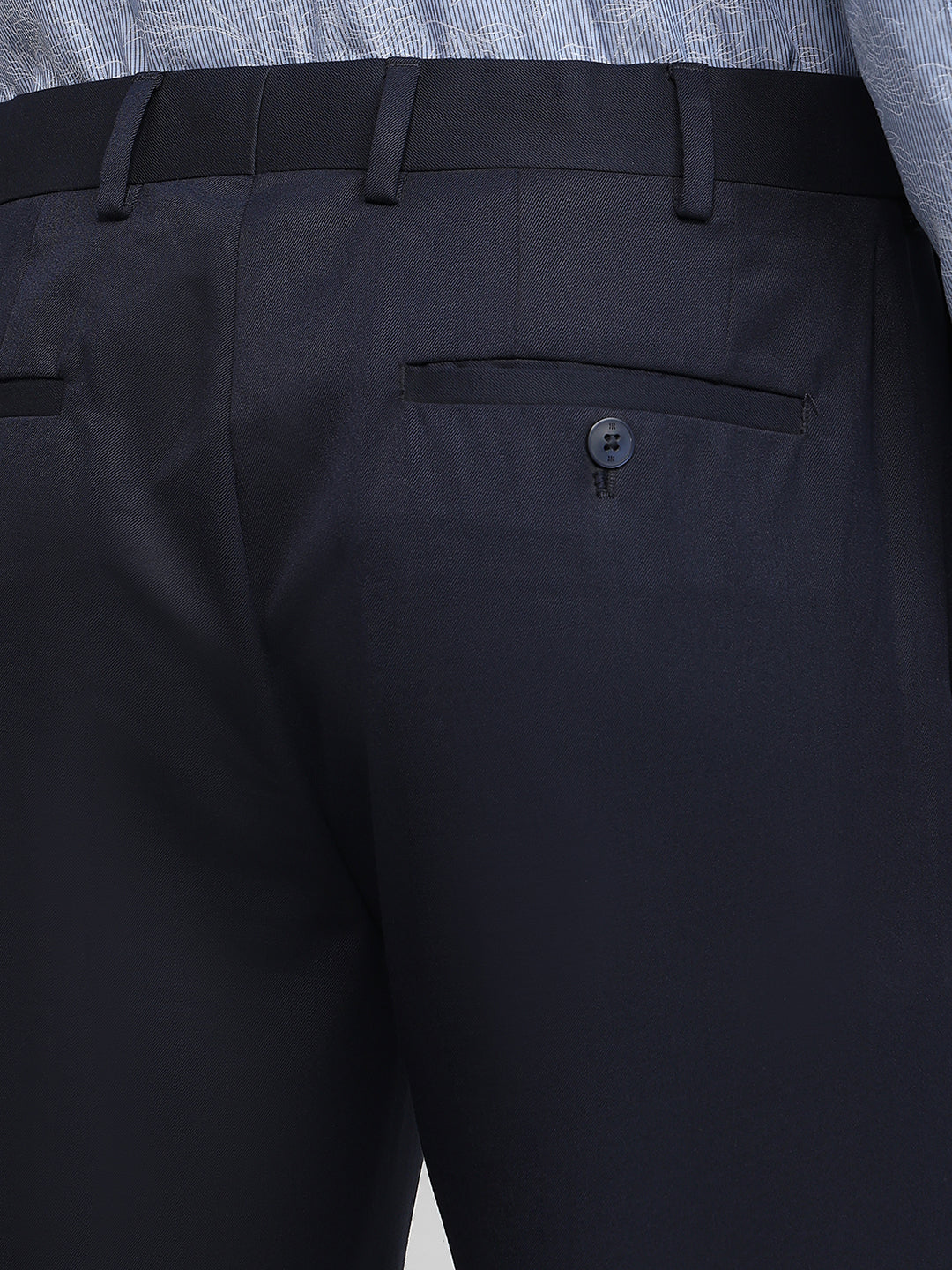 Raymond Men Blue Contemporary Fit Solid Trouser