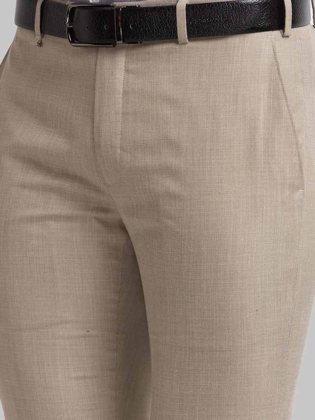 Raymond Brown Solid Italian Fit Polyester Blend Trouser