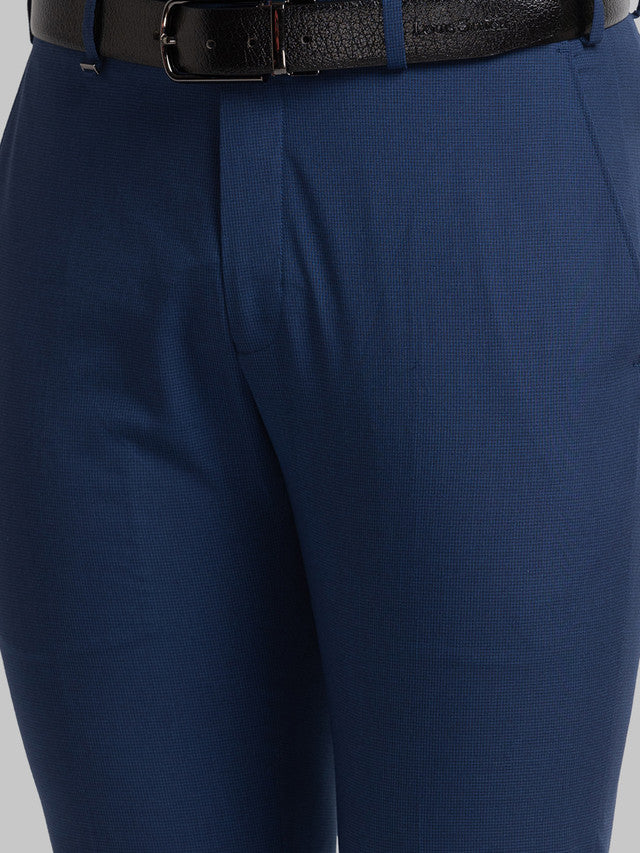 Raymond Blue Structure Italian Fit Polyester Blend Trouser