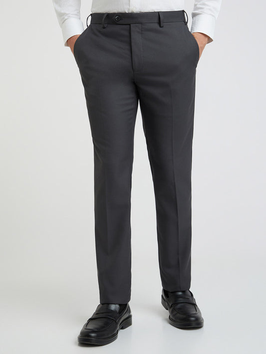 Men Slim Fit Dark Brown Trouser