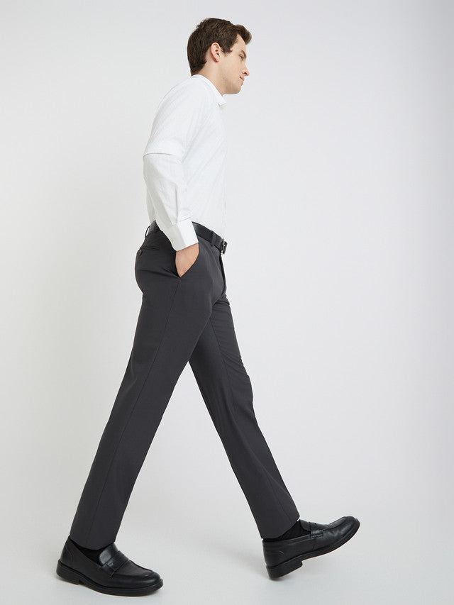 Men Slim Fit Dark Brown Trouser