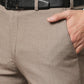 Raymond Beige Solid Slim Fit Polyester Blend Trouser