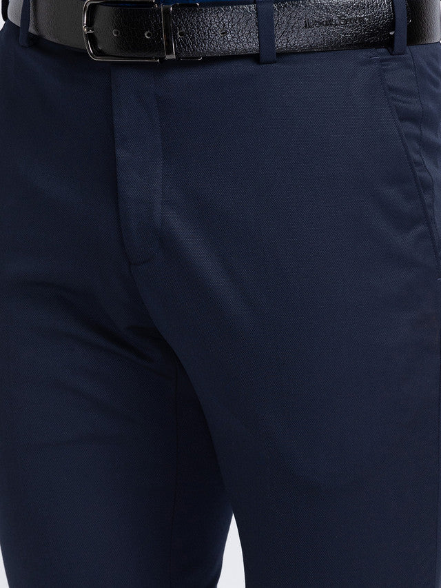 Raymond Blue Structure Slim Fit Polyester Blend Trouser