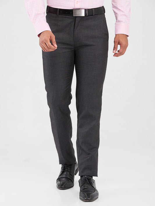 Raymond Grey Solid Slim Fit Polyester Blend Trouser