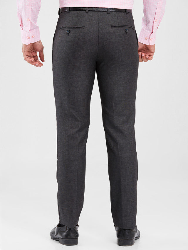 Raymond Grey Solid Slim Fit Polyester Blend Trouser