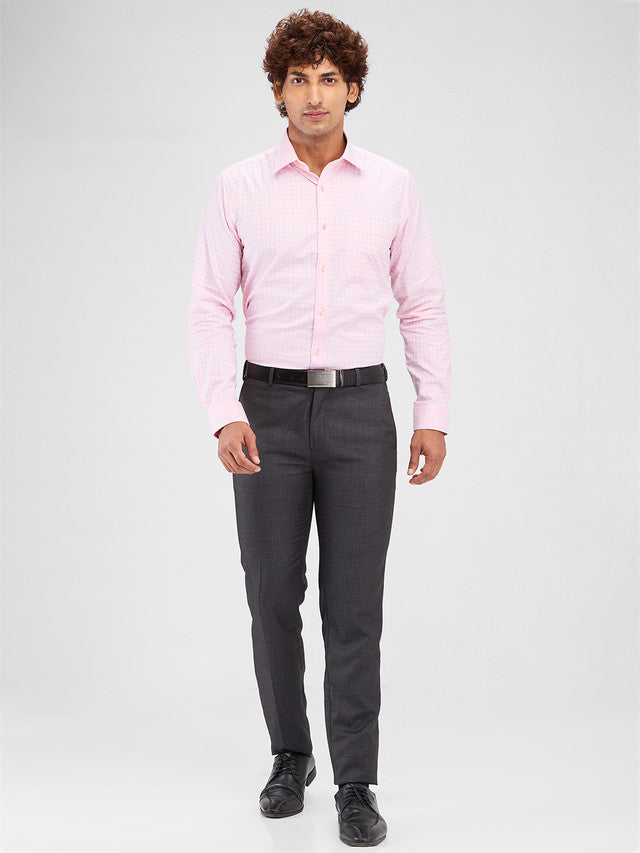 Raymond Grey Solid Slim Fit Polyester Blend Trouser