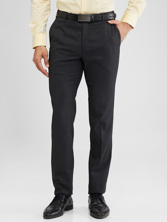 Raymond Grey Structure Slim Fit Polyester Blend Trouser