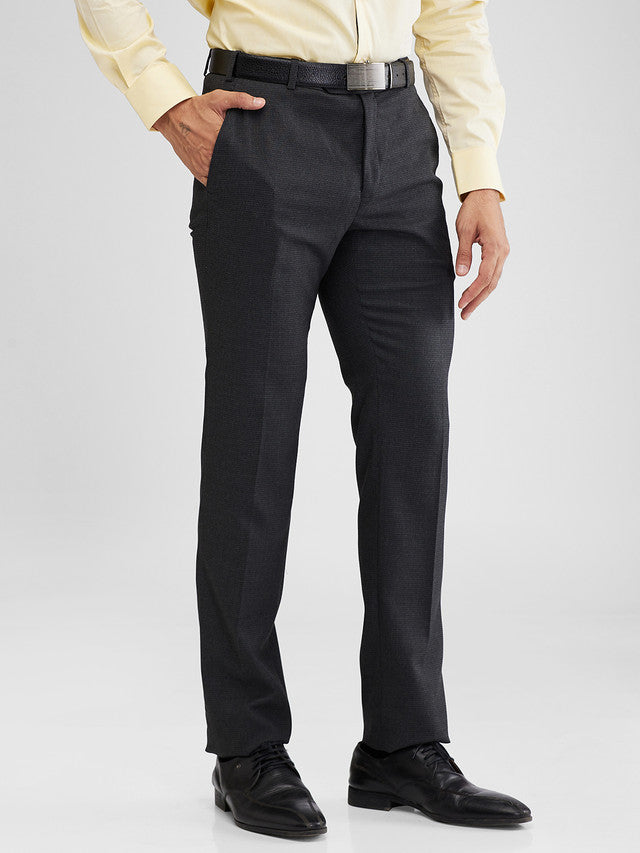 Raymond Grey Structure Slim Fit Polyester Blend Trouser