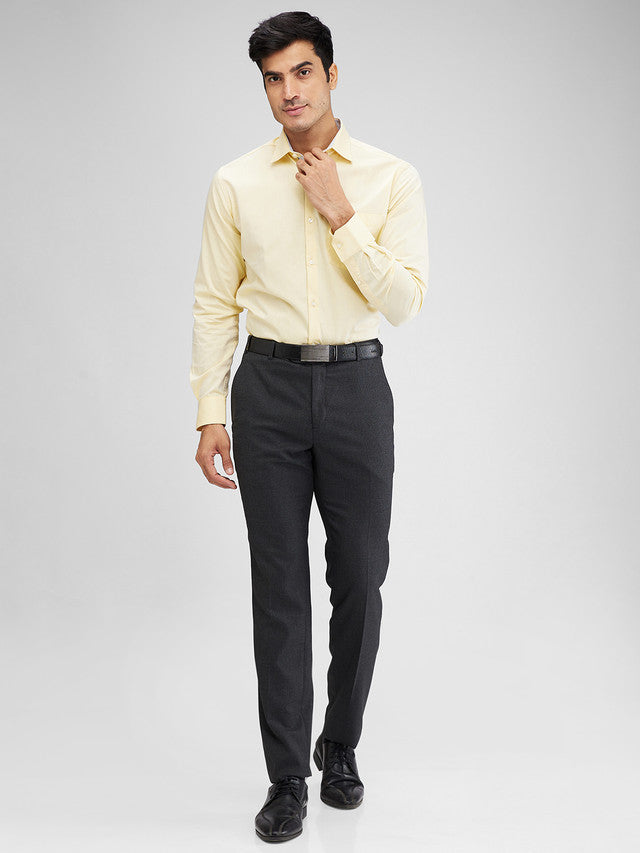 Raymond Grey Structure Slim Fit Polyester Blend Trouser