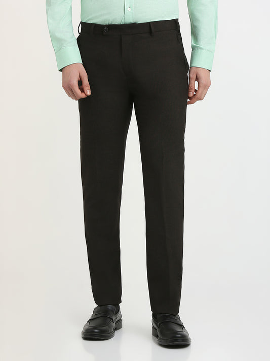 Raymond Men Brown Solid Slim Fit Polyester Blend Trouser