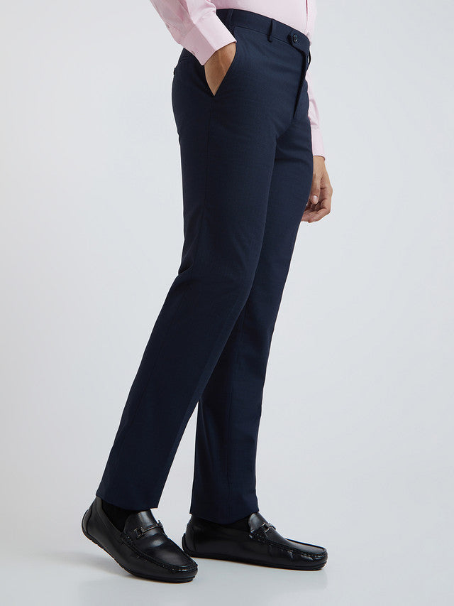 Men Slim Fit Blue Trouser