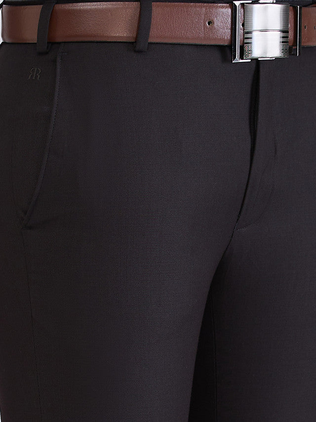 Raymond Black Solid Slim Fit Terry Rayon Blend Trouser