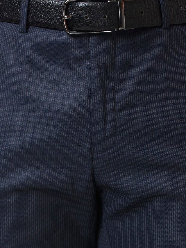 Raymond Blue Stripe Slim Fit Polyester Blend Trouser