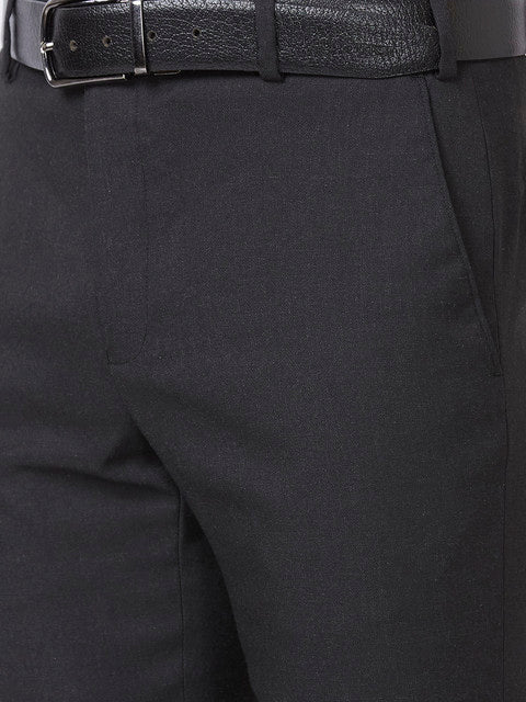 Raymond Men Black Structure Slim Fit Polyester Blend Trouser