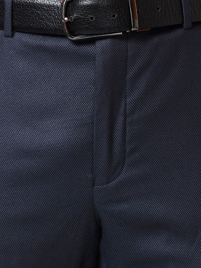 Raymond Blue Structure Slim Fit Polyester Blend Trouser